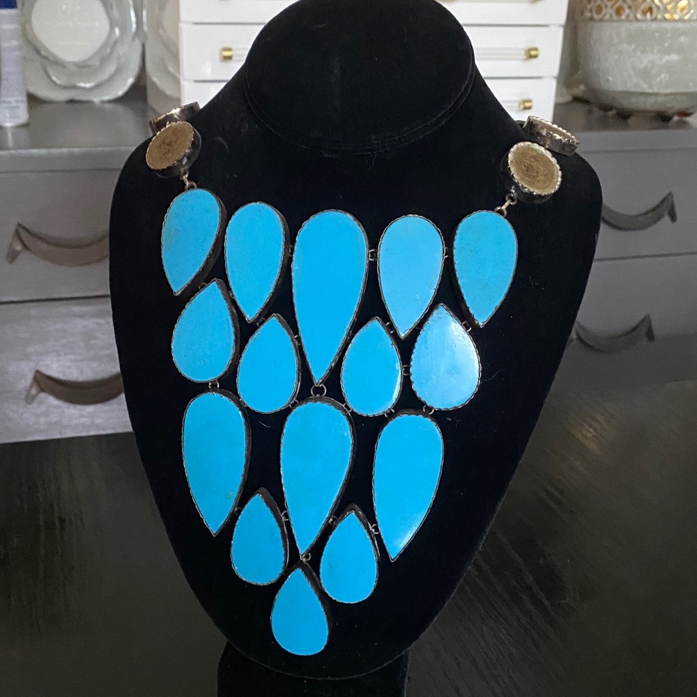 Sterling Silver Semi-Precious Turquoise Statement Necklace